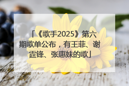 《歌手2025》第六期歌单公布，有王菲、谢霆锋、张惠妹的歌