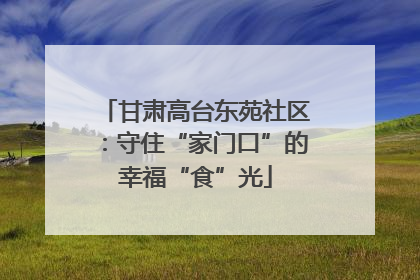 甘肃高台东苑社区：守住“家门口”的幸福“食”光
