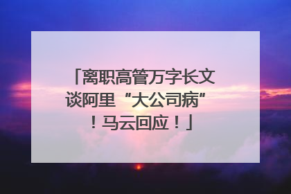离职高管万字长文谈阿里“大公司病”！马云回应！