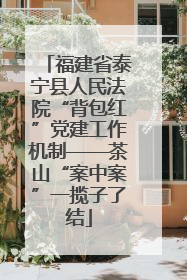 福建省泰宁县人民法院“背包红”党建工作机制——茶山“案中案”一揽子了结