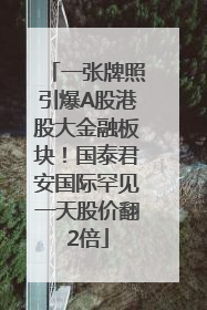 一张牌照引爆A股港股大金融板块！国泰君安国际罕见一天股价翻2倍