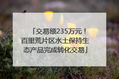 交易额235万元！百里荒片区水土保持生态产品完成转化交易