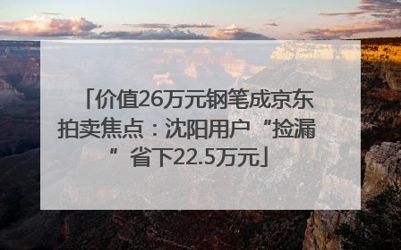 价值26万元钢笔成京东拍卖焦点：沈阳用户“捡漏”省下22.5万元
