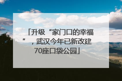 升级“家门口的幸福”，武汉今年已新改建70座口袋公园