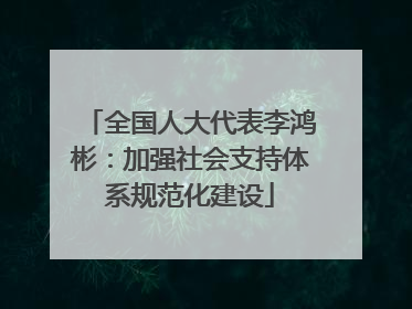 全国人大代表李鸿彬：加强社会支持体系规范化建设