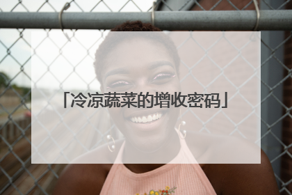 冷凉蔬菜的增收密码