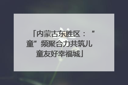 内蒙古东胜区：“童”频聚合力共筑儿童友好幸福城