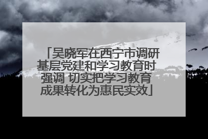 吴晓军在西宁市调研基层党建和学习教育时强调 切实把学习教育成果转化为惠民实效