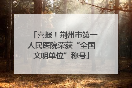 喜报！荆州市第一人民医院荣获“全国文明单位”称号
