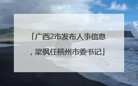 广西2市发布人事信息，梁枫任横州市委书记