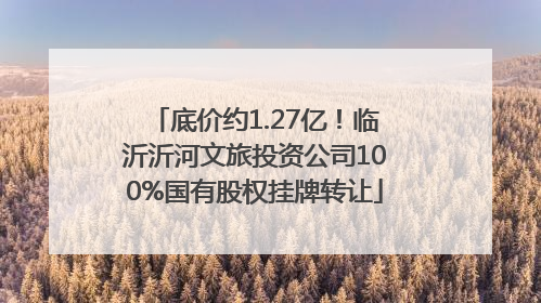 底价约1.27亿！临沂沂河文旅投资公司100%国有股权挂牌转让