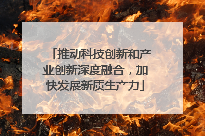 推动科技创新和产业创新深度融合，加快发展新质生产力