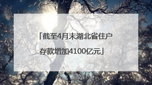 截至4月末湖北省住户存款增加4100亿元