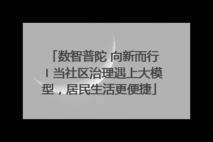 数智普陀 向新而行〡当社区治理遇上大模型，居民生活更便捷