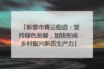 新泰市青云街道：坚持绿色发展，加快形成乡村振兴新质生产力