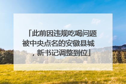 此前因违规吃喝问题被中央点名的安徽县城，新书记调整到位
