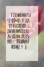 汪峰称与宁静牵手是节目需要，深夜晒出女友森林北合照：我俩好着呢！