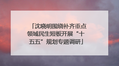 沈晓明围绕补齐重点领域民生短板开展“十五五”规划专题调研