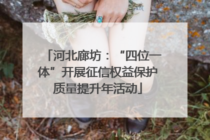 河北廊坊：“四位一体”开展征信权益保护质量提升年活动