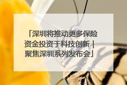 深圳将推动更多保险资金投资于科技创新｜聚焦深圳系列发布会