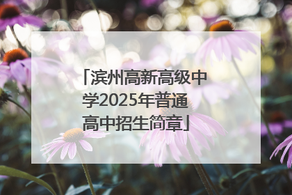 滨州高新高级中学2025年普通高中招生简章