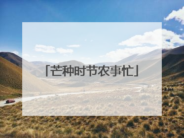 芒种时节农事忙