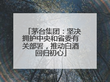 茅台集团：坚决拥护中央和省委有关部署，推动白酒回归初心