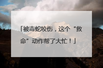 被毒蛇咬伤，这个“救命”动作帮了大忙！