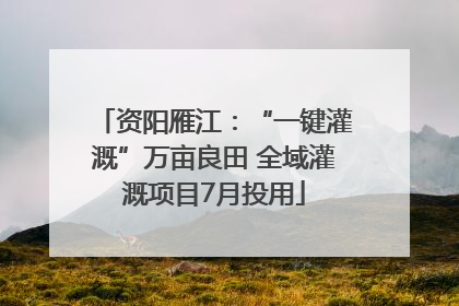 资阳雁江：“一键灌溉”万亩良田 全域灌溉项目7月投用