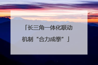 长三角一体化联动机制“合力成拳”