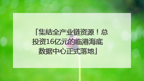 集结全产业链资源！总投资16亿元的临港海底数据中心正式落地
