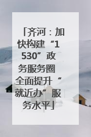 齐河：加快构建“1530”政务服务圈 全面提升“就近办”服务水平