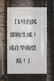 1号台风即将生成！或在华南登陆！